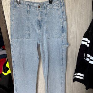 Free People Major Leagues High Rise Straight Wide Leg Utility Jeans
